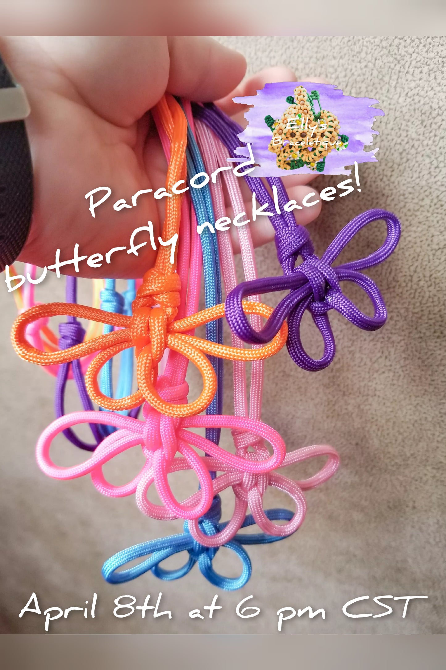 Paracord butterfly necklace